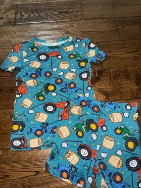 Posh Peanut Bamboo Tractor Farm Two Piece Summer PJs Size 5t-6t